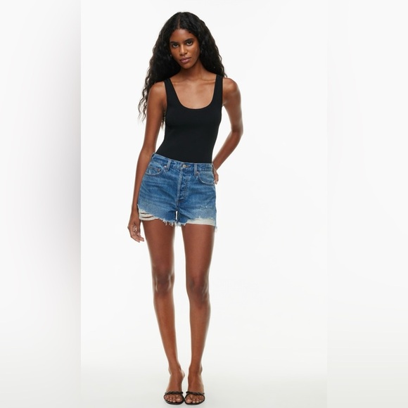 The Ex-boyfriend Hi-rise Denim Short Relaxed denim cut-off short size 31 Aritzia - Picture 1 of 9